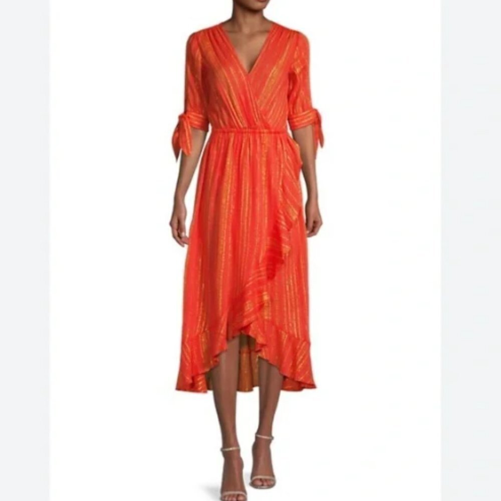 Michael Kors Metallic Crepe Wrap-Effect Dress